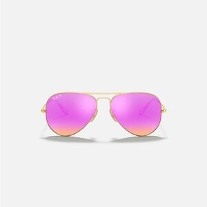 Ray-Ban Gold Frame Aviator Sunglasses with Pink Lenses RB3025